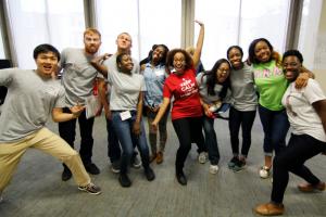 Students posing for a group photo at last year's fall leadership conference. 