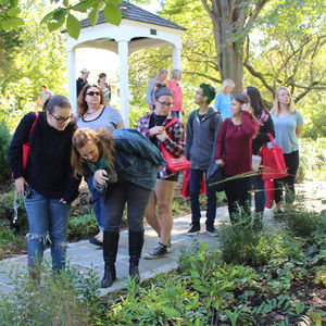 Prospective and admitted students take a tour of campus.