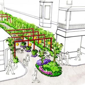 An artists rendering of the Pop Up Park concept.