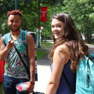 Student have fun during Week of Welcome at Temple Ambler!