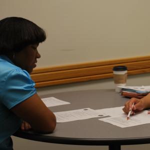 student during an interview