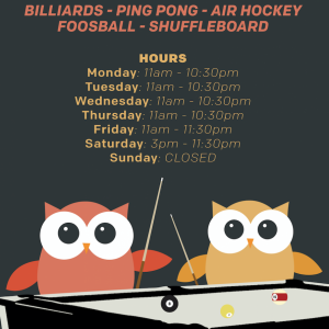 Game Room Hours Fall 2018