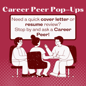 people sitting around table talking with Career Peer Pop-ups as title