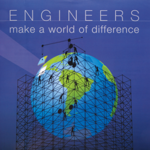 a globe with engineers