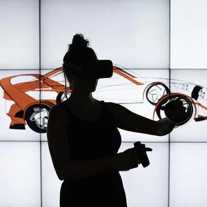 person using virtual reality equipment