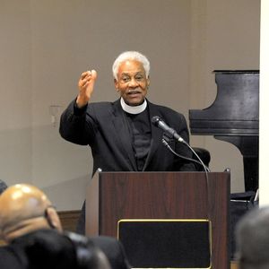 Rev Joseph Williams Jr Speaking at Podium