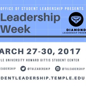 The words "Leadership Week" on a purple background with the Diamond Leadership Program next to it.