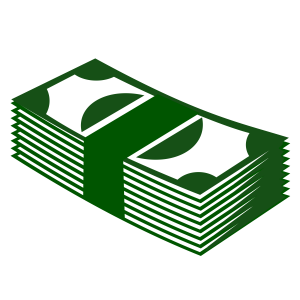 Clip art of a stack of green money. 