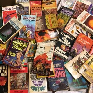Pile of science fiction books