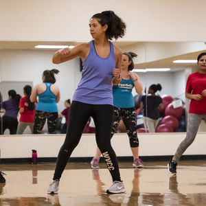 People in a zumba group fitness session