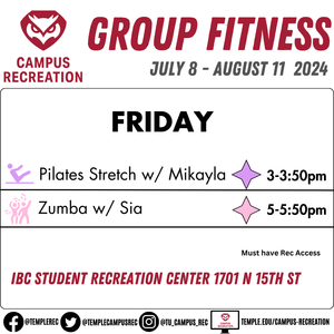 Group fitness schedule
