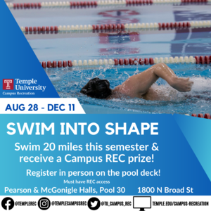 male swimming laps at the Pearson and McGonigle Hall Pool