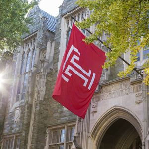 Temple flag on campus