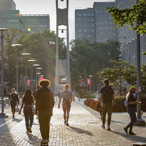Students walking on Temple's campus