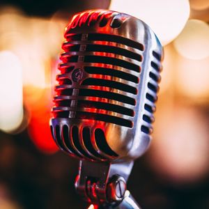 close-up of a microphone onstage