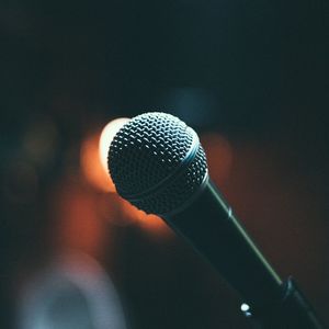 close-up of a microphone on a stage